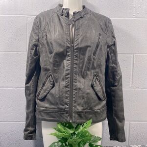 Suzy Shier faux leather jacket in dark grey​​​​​​​​​